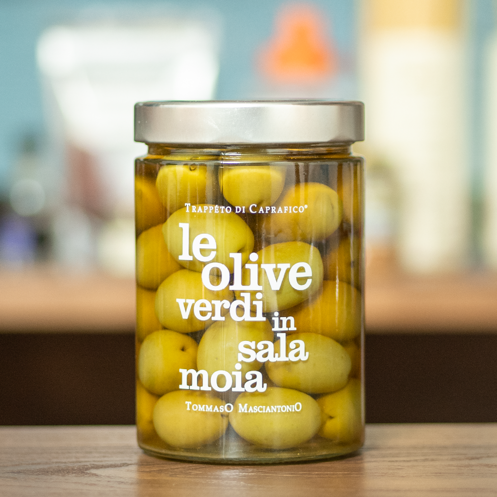 トンマーゾ マシャントニオ農園 グリーンオリーブ 塩水漬け(種あり)