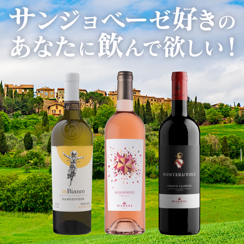【サンジョベーゼ三昧！】3つの色で心ゆくまでトスカーナを堪能するワインセット
